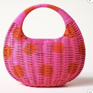Kate Spade x Target Pink/Red Polka Dot Wicker Crescent Bag - NEW w/tags